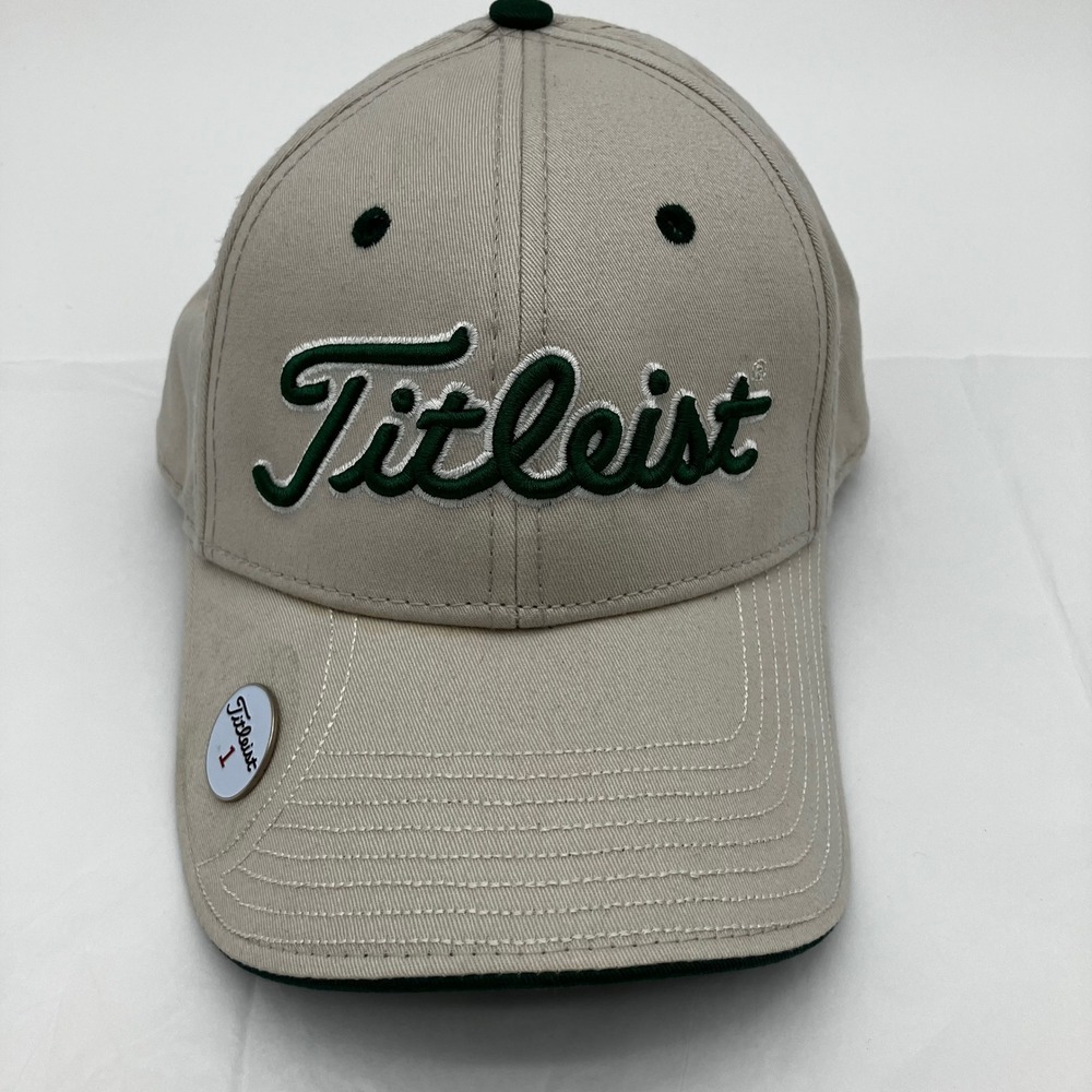 Titleist Golf Hat New Era Adjustable Tan Green Magnetic Ball Marker